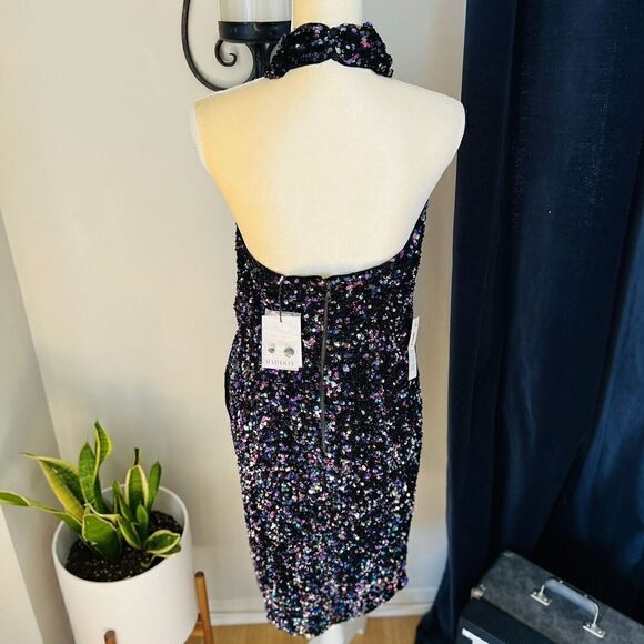 Bardot The Sequin Halter Dress, Black/Multi, Black Tie, Cocktail Party Large NWT - Picture 8 of 12